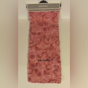 🎁DAVIDTUTERA Table Runner - 14” x 72” - Pink Rosettes - Tulle and Popcorn Satin